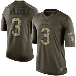 Outstanding Seahawks #3 Russell Wilson Green Men's Stitched NFL Limited 2015 Salute To Service Jersey