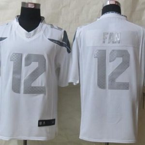 Amazing Seahawks #12 Fan White Men's Stitched NFL Limited Platinum Jersey