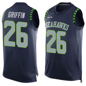 Premium Seahawks #26 Shaquem Griffin Steel Blue Team Color Men's Stitched NFL Limited Tank Top Jersey