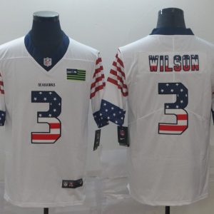 Delightful Seattle Seahawks #3 Russell Wilson White Men's Team Logo USA Flag Vapor Untouchable Limited NFL Jersey