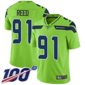 Delightful Seahawks #91 Jarran Reed Green Men's Stitched NFL Limited Rush 100th Season Jersey
