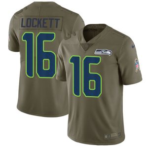 Superb Seahawks #16 Tyler Lockett Olive Men's Stitched NFL Limited 2017 Salute to Service Jersey