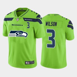Outstanding Seattle Seahawks #3 Russell Wilson Green Men's Big Team Logo Player Vapor Limited NFL Jersey