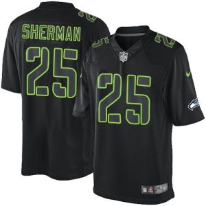 Outstanding Seahawks #25 Richard Sherman Black Men's Stitched NFL Impact Limited Jersey