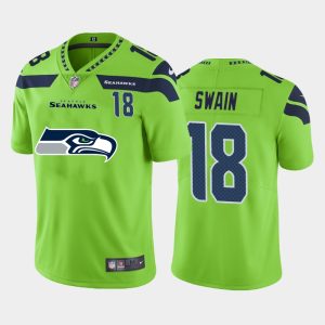 Outstanding Seattle Seahawks #18 Freddie Swain Green Men's Big Team Logo Player Vapor Limited NFL Jersey