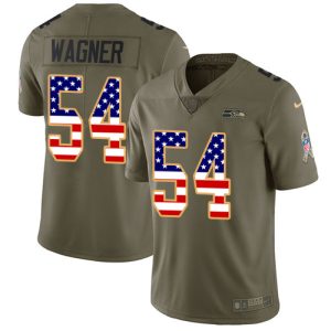 Outstanding Seahawks #54 Bobby Wagner Olive/USA Flag Men's Stitched NFL Limited 2017 Salute To Service Jersey