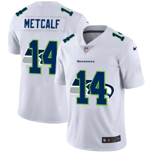 Fantastic Seattle Seahawks #14 DK Metcalf White Men's Team Logo Dual Overlap Limited NFL Jersey