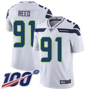 High quality Seahawks #91 Jarran Reed White Men's Stitched NFL 100th Season Vapor Limited Jersey