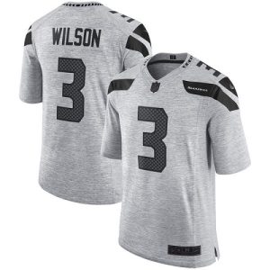Delightful Seahawks #3 Russell Wilson Gray Men's Stitched NFL Limited Gridiron Gray II Jersey
