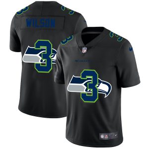 Delightful Seattle Seahawks #3 Russell Wilson Men's Team Logo Dual Overlap Limited NFL Jersey Black