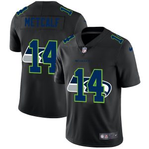 Delightful Seattle Seahawks #14 DK Metcalf Men's Team Logo Dual Overlap Limited NFL Jersey Black