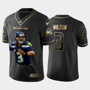 Fantastic Seattle Seahawks #3 Russell Wilson Team Hero 1 Vapor Limited NFL 100 Jersey Black Golden