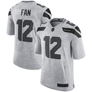 Superb Seahawks #12 Fan Gray Men's Stitched NFL Limited Gridiron Gray II Jersey