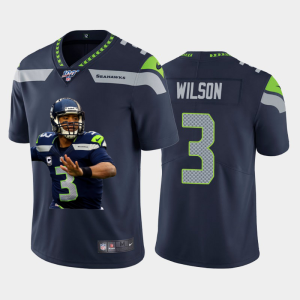 Fantastic Seattle Seahawks #3 Russell Wilson Team Hero 1 Vapor Limited NFL 100 Jersey Navy