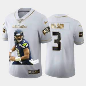 Amazing Seattle Seahawks #3 Russell Wilson Team Hero 2 Vapor Limited NFL 100 Jersey White Golden