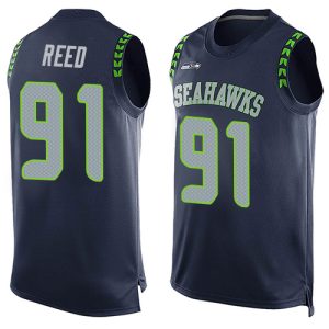 Amazing Seahawks #91 Jarran Reed Steel Blue Team Color Men's Stitched NFL Limited Tank Top Jersey