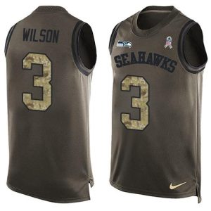 Outstanding Seahawks #3 Russell Wilson Green Men's Stitched NFL Limited Salute To Service Tank Top Jersey