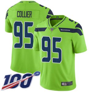 Amazing Seahawks #95 L.J. Collier Green Men's Stitched NFL Limited Rush 100th Season Jersey