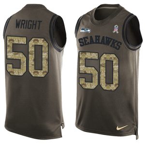 Premium Seahawks #50 K.J. Wright Green Men's Stitched NFL Limited Salute To Service Tank Top Jersey