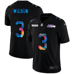 Outstanding Seattle Seahawks #3 Russell Wilson Men's Multi-Color Black 2020 NFL Crucial Catch Vapor Untouchable Limited Jersey