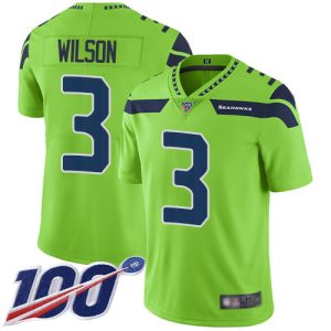 Premium Seahawks #3 Russell Wilson Green Men's Stitched NFL Limited Rush 100th Season Jersey