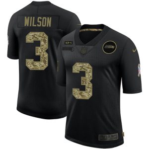 Amazing Seattle Seahawks #3 Russell Wilson Men's 2020 Salute To Service Camo Limited NFL Jersey Black