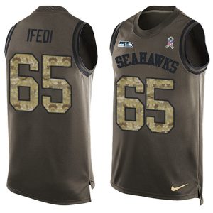 Premium Seahawks #65 Germain Ifedi Green Men's Stitched NFL Limited Salute To Service Tank Top Jersey
