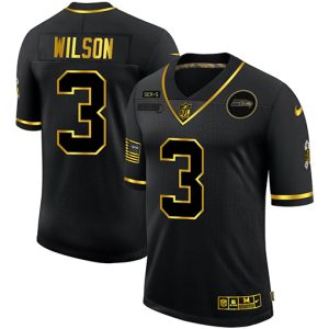 Fantastic Seattle Seahawks #3 Russell Wilson Men's 2020 Salute To Service Golden Limited NFL Jersey Black