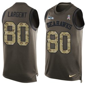 Premium Seahawks #80 Steve Largent Green Men's Stitched NFL Limited Salute To Service Tank Top Jersey