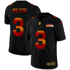 Delightful Seattle Seahawks #3 Russell Wilson Men's Black Red Orange Stripe Vapor Limited NFL Jersey