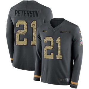Outstanding Seahawks #21 Adrian Peterson Anthracite Salute to Service Men's Stitched NFL Limited Therma Long Sleeve Jersey