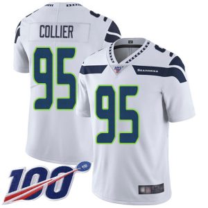 Outstanding Seahawks #95 L.J. Collier White Men's Stitched NFL 100th Season Vapor Limited Jersey