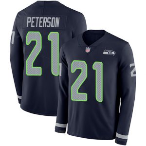 Superb Seahawks #21 Adrian Peterson Steel Blue Team Color Men's Stitched NFL Limited Therma Long Sleeve Jersey
