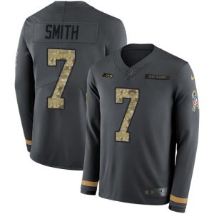 Fantastic Seahawks #7 Geno Smith Anthracite Salute to Service Men's Stitched NFL Limited Therma Long Sleeve Jersey
