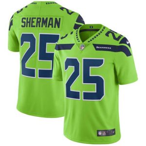 Exceptional Seahawks #25 Richard Sherman Green Men's Stitched NFL Limited Rush Jersey