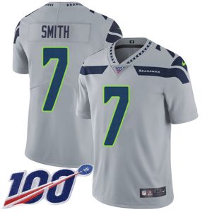 Amazing Seahawks #7 Geno Smith Grey Alternate Men's Stitched NFL 100th Season Vapor Untouchable Limited Jersey