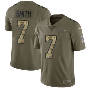 Exceptional Seahawks #7 Geno Smith Olive/Camo Men's Stitched NFL Limited 2017 Salute To Service Jersey