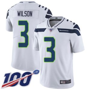 Premium Seahawks #3 Russell Wilson White Men's Stitched NFL 100th Season Vapor Limited Jersey