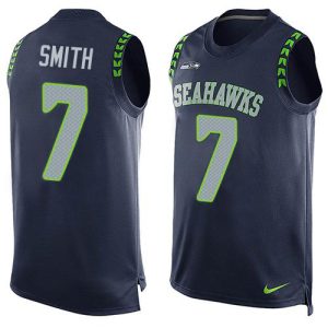 Fantastic Seahawks #7 Geno Smith Steel Blue Team Color Men's Stitched NFL Limited Tank Top Jersey