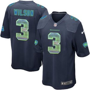 Delightful Seahawks #3 Russell Wilson Steel Blue Team Color Men's Stitched NFL Limited Strobe Jersey