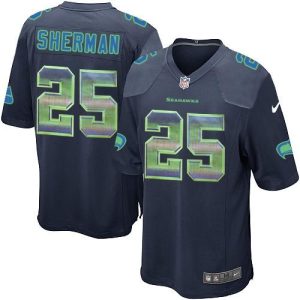 Exceptional Seahawks #25 Richard Sherman Steel Blue Team Color Men's Stitched NFL Limited Strobe Jersey
