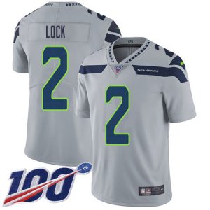 Outstanding Seahawks #2 Drew Lock Grey Alternate Men's Stitched NFL 100th Season Vapor Untouchable Limited Jersey