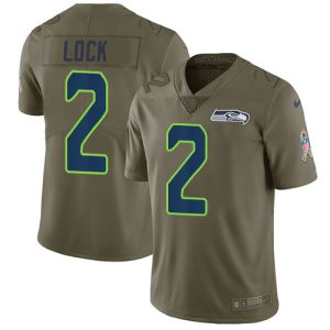 Top notch Seahawks #2 Drew Lock Olive Men's Stitched NFL Limited 2017 Salute To Service Jersey