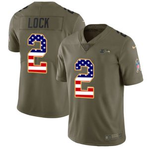 Delightful Seahawks #2 Drew Lock Olive/USA Flag Men's Stitched NFL Limited 2017 Salute To Service Jersey