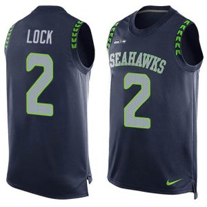 Top notch Seahawks #2 Drew Lock Steel Blue Team Color Men's Stitched NFL Limited Tank Top Jersey