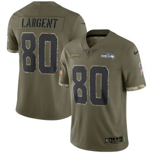 Exceptional Seattle Seahawks #80 Steve Largent Men's 2022 Salute To Service Limited Jersey - Olive