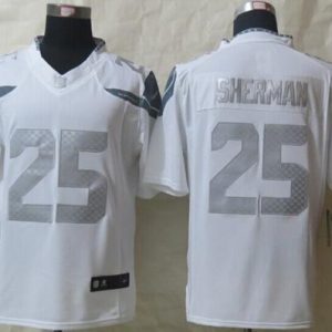 Top notch Seahawks #25 Richard Sherman White Men's Stitched NFL Limited Platinum Jersey
