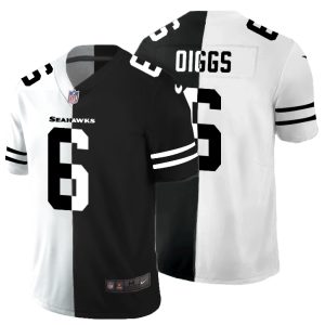Amazing Seattle Seahawks #6 Quandre Diggs Men's Black V White Peace Split Vapor Untouchable Limited NFL Jersey