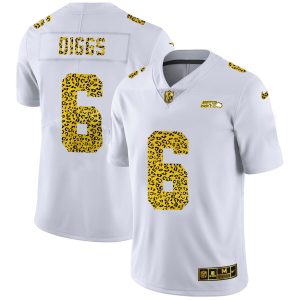 Exceptional Seattle Seahawks #6 Quandre Diggs Men's Flocked Leopard Print Vapor Limited NFL Jersey White