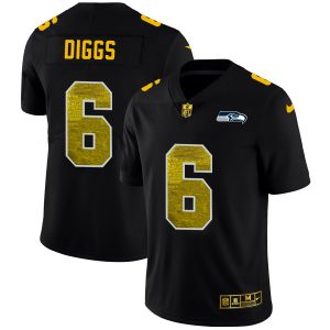 Outstanding Seattle Seahawks #6 Quandre Diggs Men's Black Golden Sequin Vapor Limited NFL Jersey